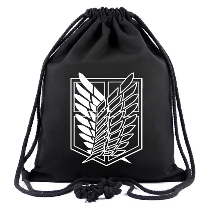 Bolsa de cuerdas Attack on Titan de lona, diseño 1 (Wanhongyue)