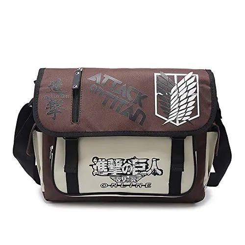 Bolso bandolera Attack on Titan con letras estampadas (WANHONGYUE)