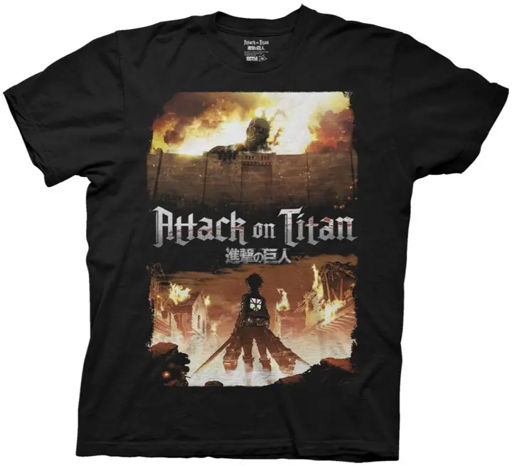 Camiseta Attack on Titan «Breaking the Wall» negra (Ripple Junction)