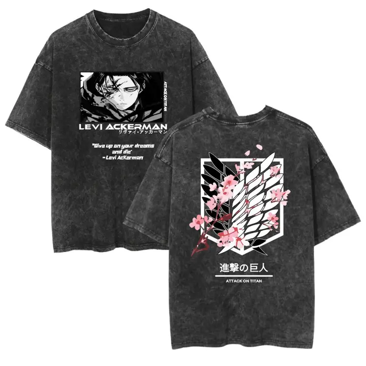 Camiseta Attack on Titan efecto lavado vintage — estilo 3 (XS)