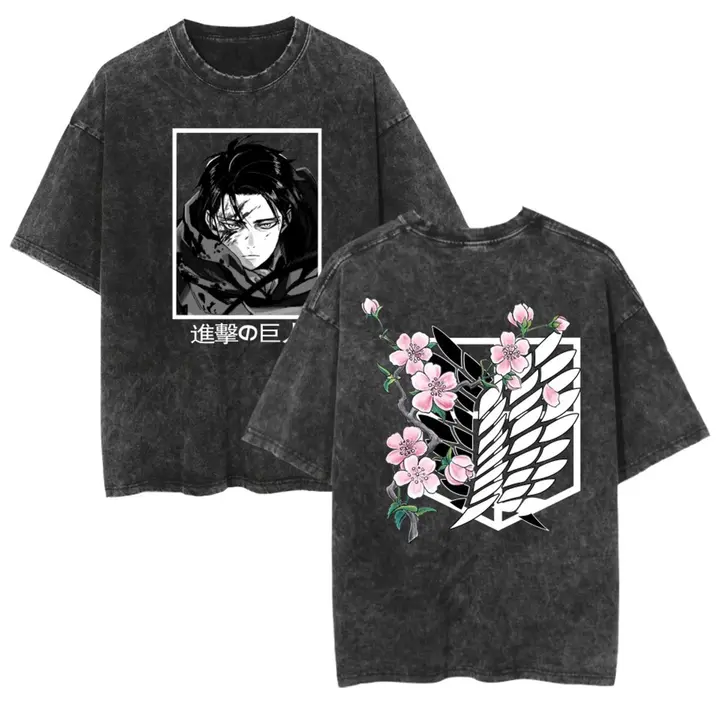 Camiseta Attack on Titan efecto lavado vintage — estilo 6 (XXL)