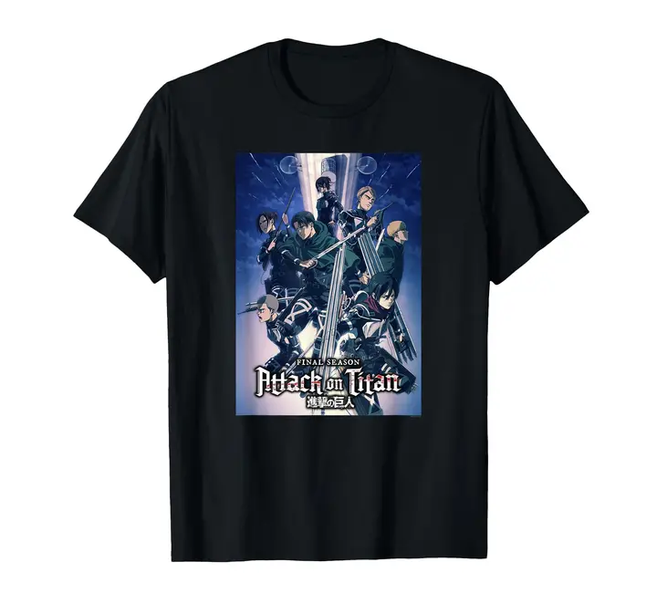 Camiseta Attack on Titan T4 arte clave — negro (hombre S)