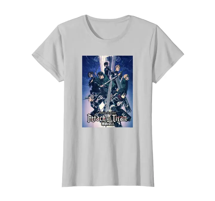 Camiseta Attack on Titan T4 arte clave — plata (mujer XL)