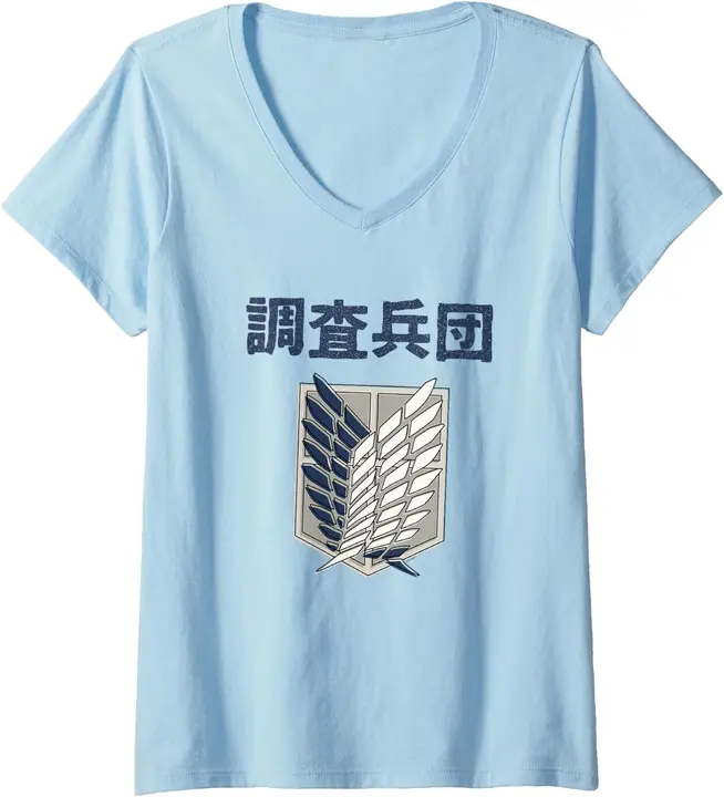 Camiseta de mujer Attack on Titan T3 — escudo alternativo con kanji