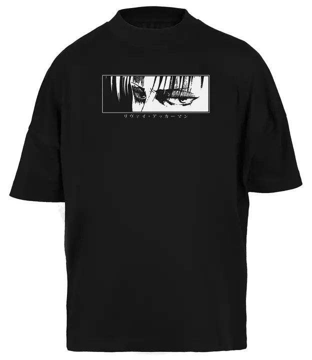 Camiseta holgada unisex Levi «mirada fija» (Enigmae, negra)