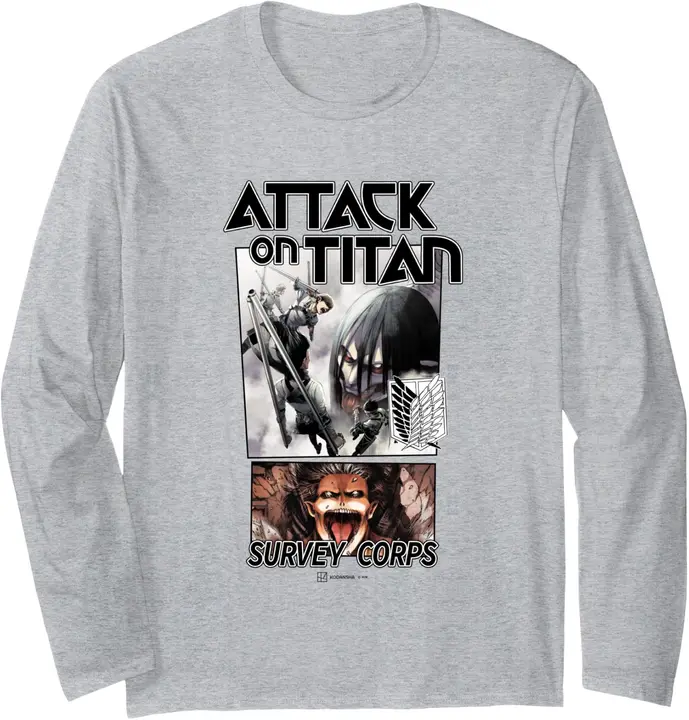 Camiseta manga larga Attack on Titan «Survey Corps Split Panel» (gris)