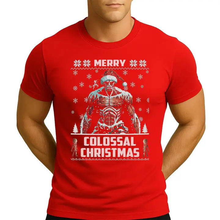 Camiseta «Merry Colossal Christmas» (hombre) — rojo, talla