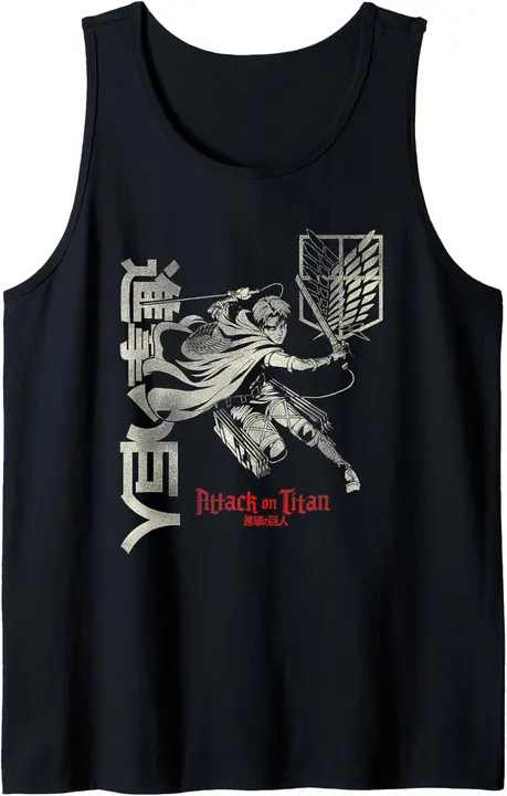 Camiseta sin mangas Levi desgastado con kanji y logo de la Legión