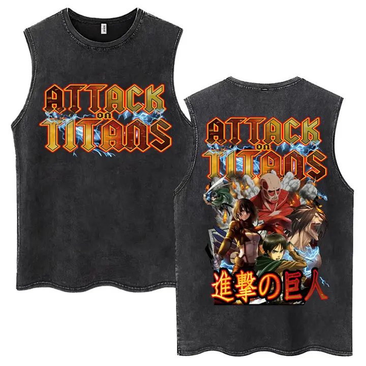 Camiseta sin mangas Mikasa y Eren (Attack on Titan) — negro 1, talla