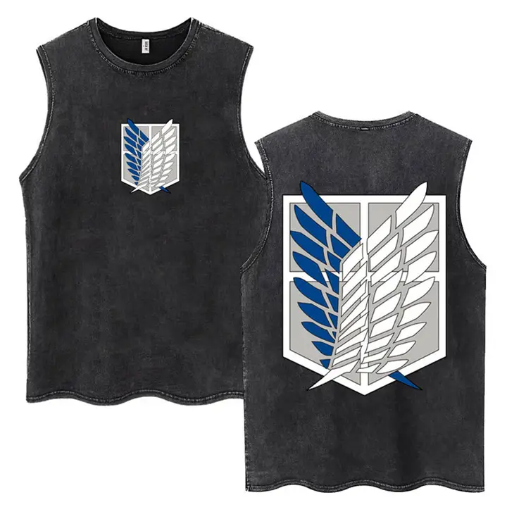 Camiseta sin mangas Mikasa y Eren (Attack on Titan) — negro 10, talla