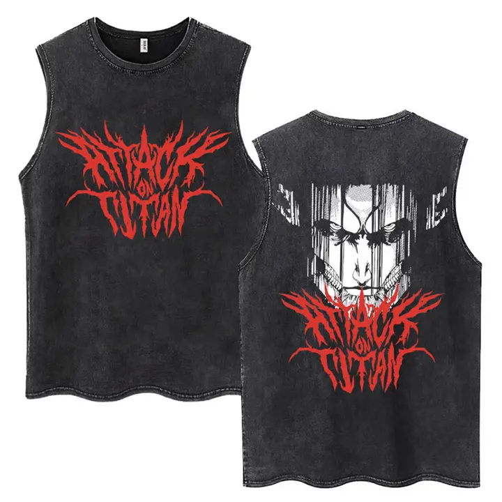 Camiseta sin mangas Mikasa y Eren (Attack on Titan) — negro 12, talla