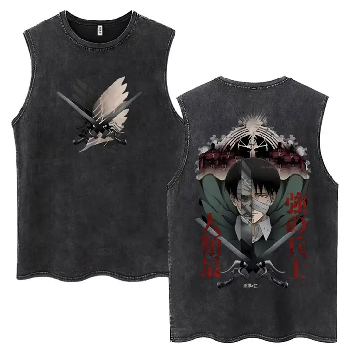 Camiseta sin mangas Mikasa y Eren (Attack on Titan) — negro 14, talla