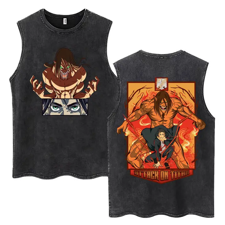 Camiseta sin mangas Mikasa y Eren (Attack on Titan) — negro 16, talla