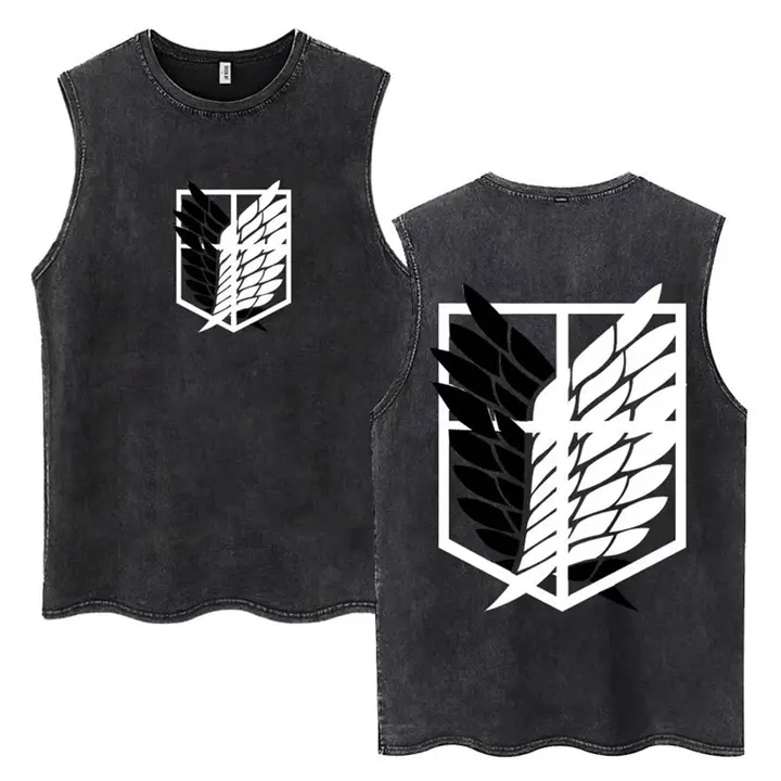 Camiseta sin mangas Mikasa y Eren (Attack on Titan) — negro 20, talla