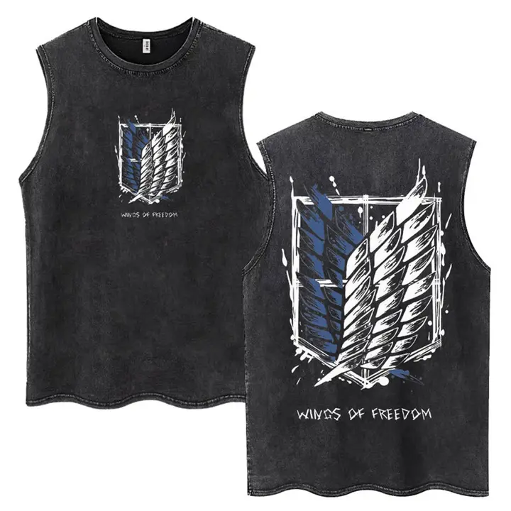 Camiseta sin mangas Mikasa y Eren (Attack on Titan) — negro 23, talla