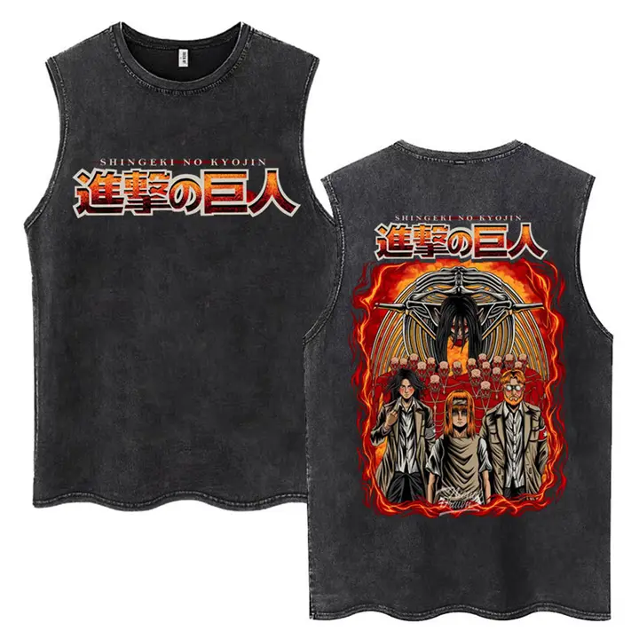 Camiseta sin mangas Mikasa y Eren (Attack on Titan) — negro 26, talla