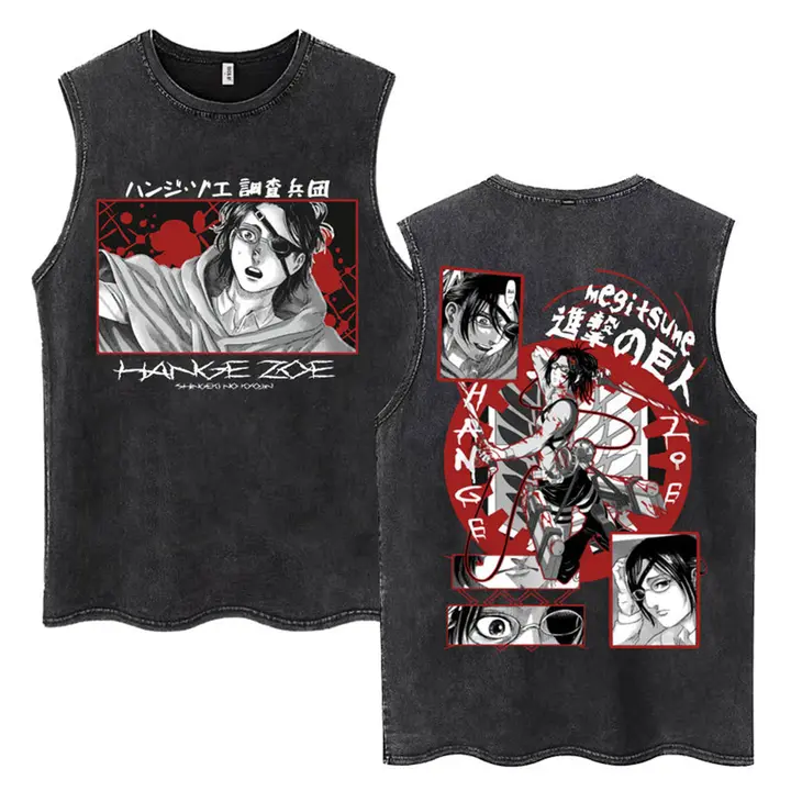 Camiseta sin mangas Mikasa y Eren (Attack on Titan) — negro 29, talla