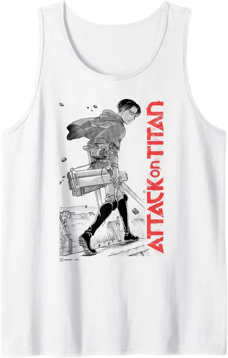 Camiseta sin mangas retrato épico de Levi Ackerman estilo manga — negro