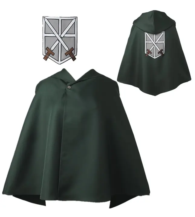 Capa verde con capucha de la Tropa 104 para cosplay de Mikasa (MANMICOS)
