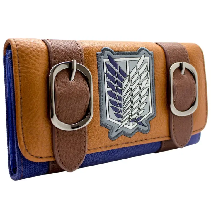 Cartera tríptica marrón Alas de la Libertad con monedero