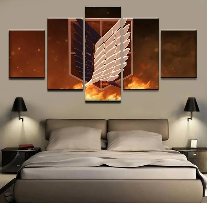 Cuadro de 5 paneles Attack on Titan diseño «Mark», 100 × 50 cm (MPPSU)