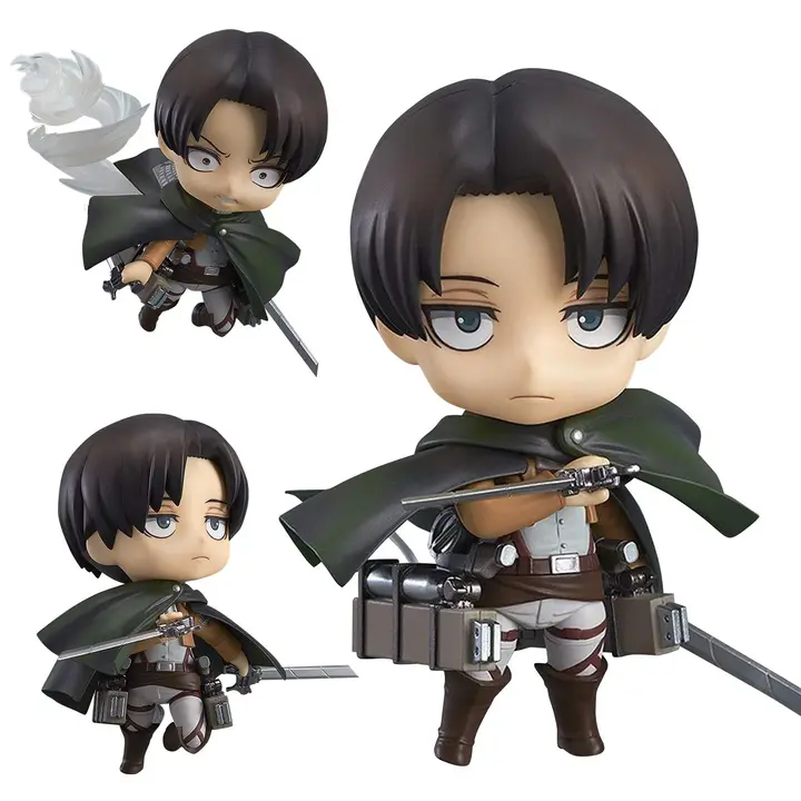 Figura chibi de Levi o Eren con cabezas intercambiables, 10 cm (Tipo 3)