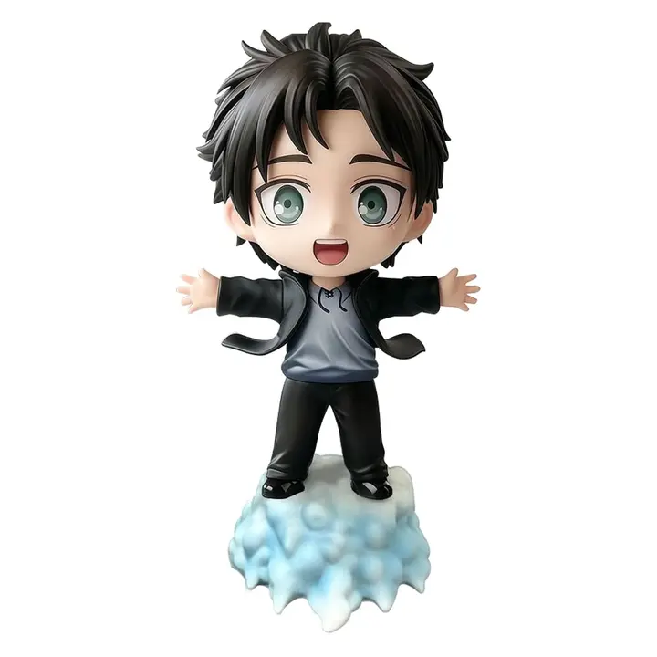 Figura de Eren Jaeger con uniforme negro, 13,5 cm (sin licencia oficial)