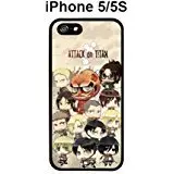 Funda Attack on Titan con todos los personajes chibi, iPhone 5 / 5s (negra)