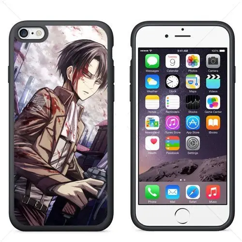 Funda de TPU Levi Ackerman estilo manga para iPhone 6 (negra)