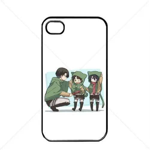 Funda iPhone 4/4S Levi, Mikasa y Eren — TPU negra