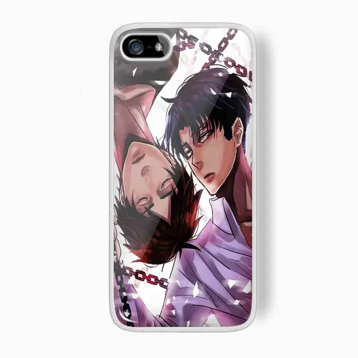 Funda iPhone 5C Eren y Levi — blanca
