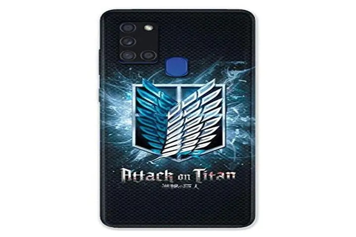 Funda manga Attack on Titan para Samsung Galaxy A21s (negra, Cokitec)
