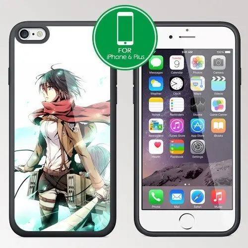 Funda Mikasa Ackerman estilo manga para iPhone 6 Plus (negra)