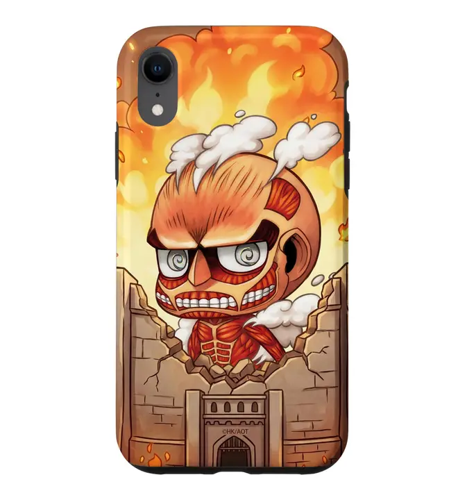 Funda oficial Attack on Titan titán chibi en el muro, iPhone XR