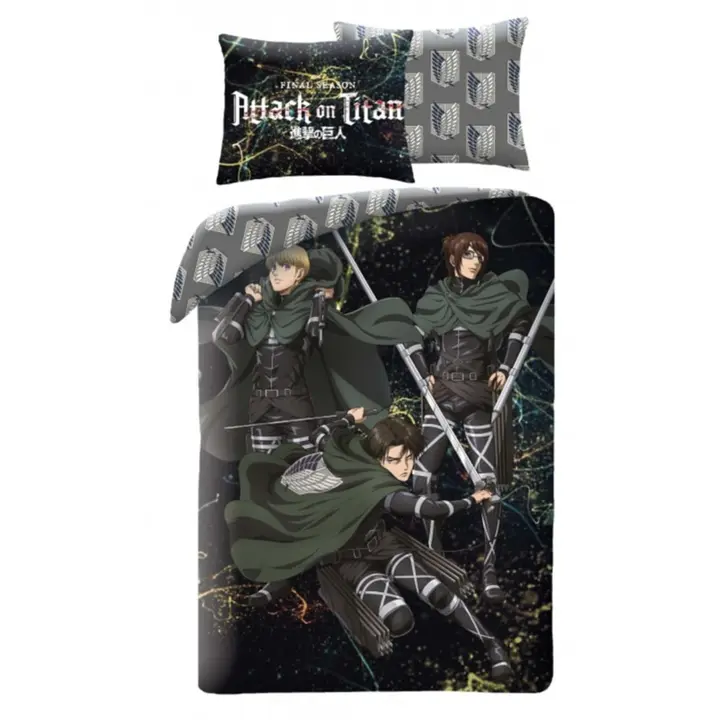Juego de cama Attack on Titan 140 x 200 cm con almohada 70 x 90 (Halantex)