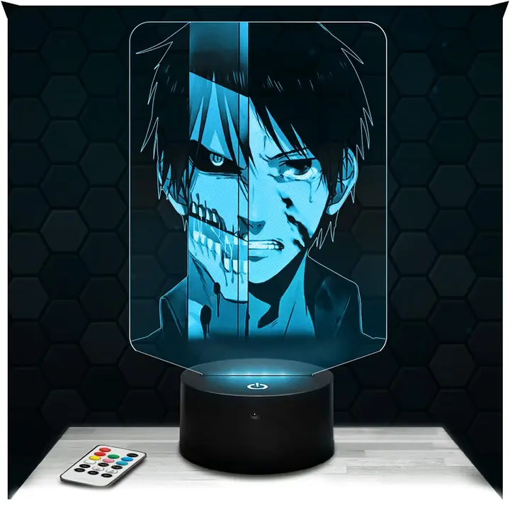 Lámpara 3D Eren Jaeger y Titán de Ataque (Lampephoto.fr)