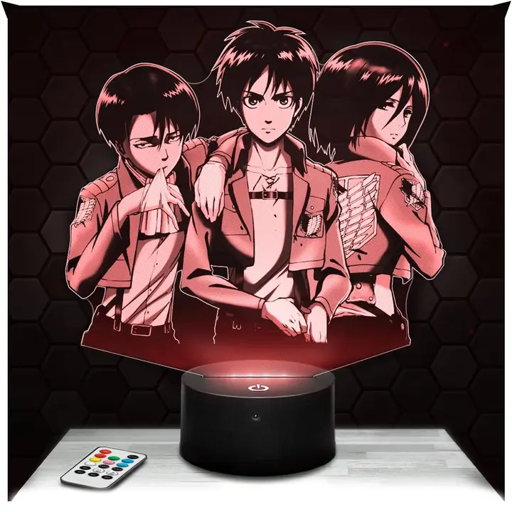 Lámpara 3D Levi, Eren y Mikasa (Lampephoto.fr)