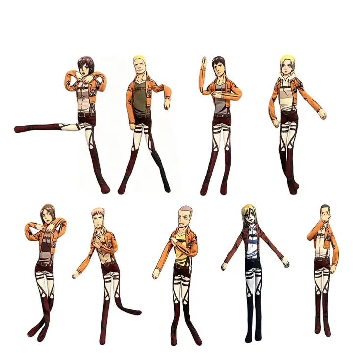 Pack de 9 peluches articulados de Attack on Titan, 28 cm (Zhongkaihua)