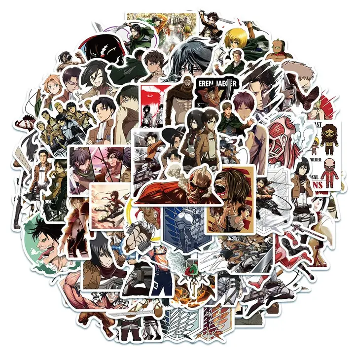 Pack de 100 pegatinas de vinilo Attack on Titan (Serhuque)