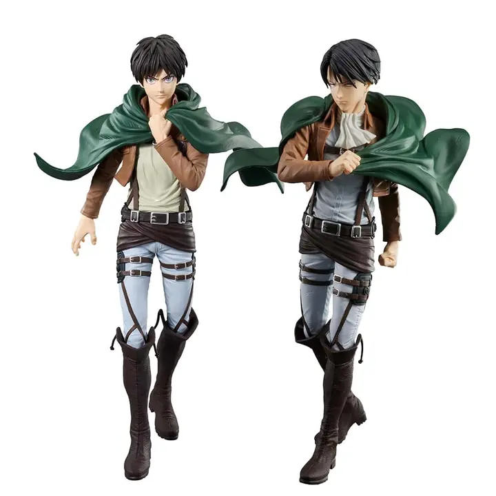 Pack de 2 figuras de Levi (modelo 02) y Eren Jaeger, 27-28 cm (Xinchangda)