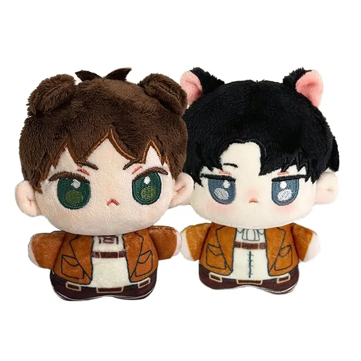 Pack de 2 peluches sentados de Eren y Levi, 12 cm (sin licencia)