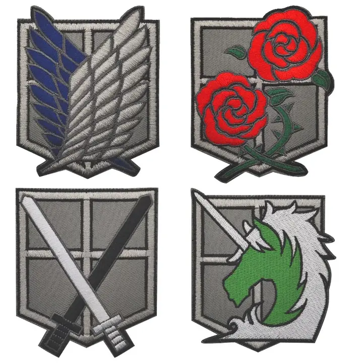 Pack de 4 parches con velcro de Attack on Titan, 9 × 7 cm (Zcketo)