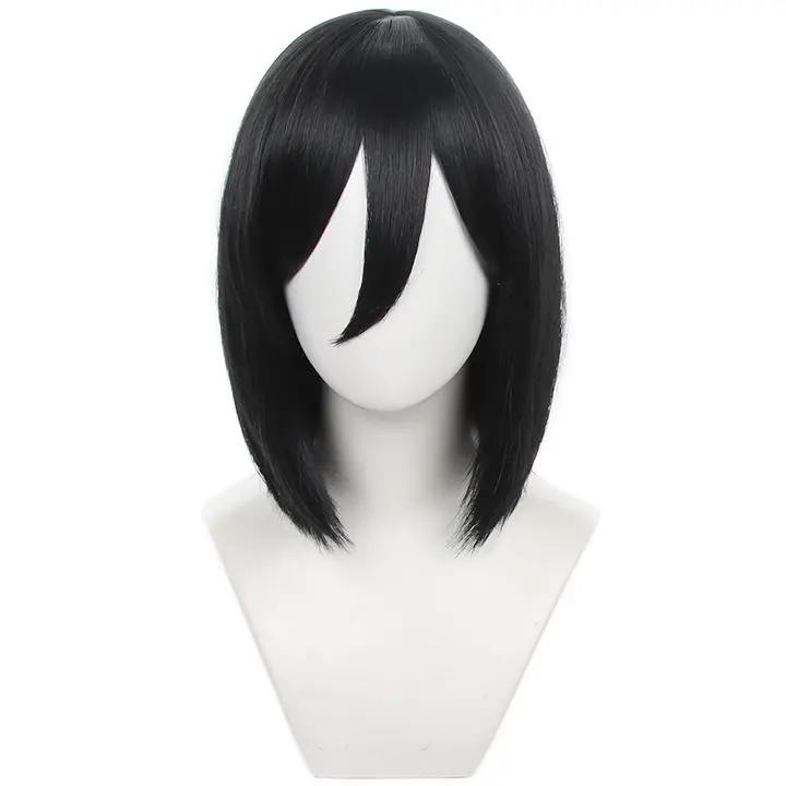 Peluca de Mikasa Ackerman, media melena negra de 40 cm (HIROAKIYA)