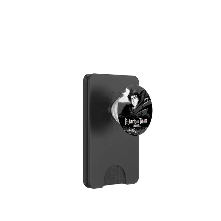 PopSockets PopWallet MagSafe Levi en blanco y negro (Attack on Titan)