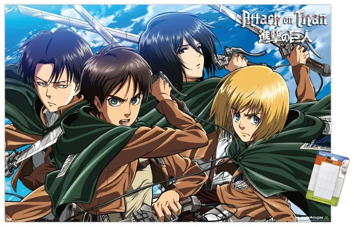 Póster Attack on Titan «Espadas» con kit de montaje (Trends, 57 × 86 cm)