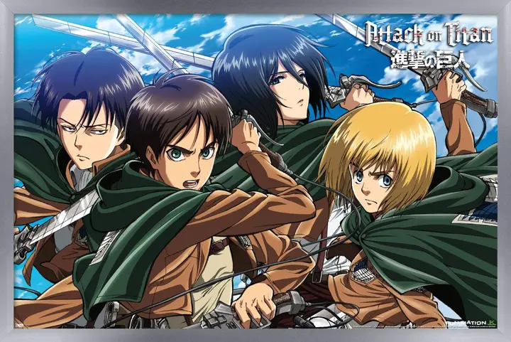 Póster enmarcado Attack on Titan «Espadas» (Trends) — marco plateado