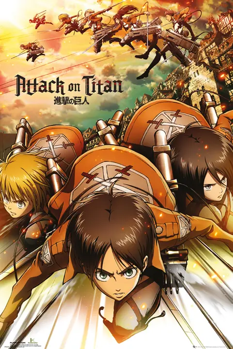 Póster maxi Attack on Titan «Attack» con Eren, Mikasa y Armin (GB eye)