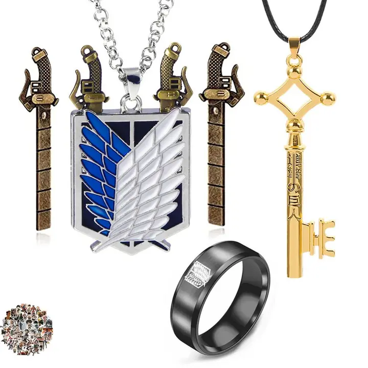Set de 2 collares, anillo y pegatinas Alas de la Libertad (HJYZY)