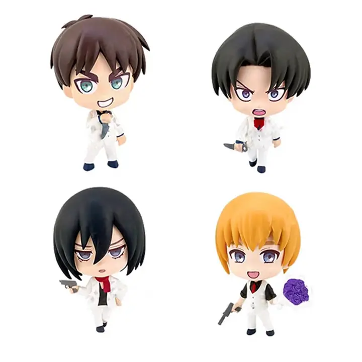 Set de 4 minifiguras Q de Attack on Titan, 5 cm — versión A (Anjinguang)