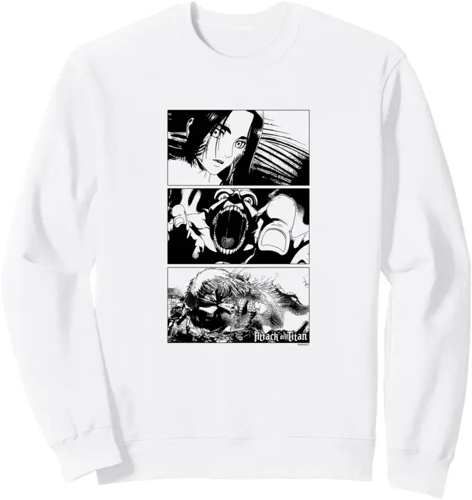 Sudadera Attack on Titan Temporada 3 «escenas apiladas» en blanco y negro